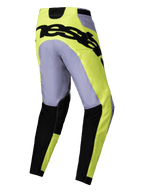 Alpinestars 2025 Racer Veil Pants, Motocross Pants, Gray and Yellow Fluo, rear view featuring bold black branding across the seat, lightweight technical design with black lower leg sections and pre-curved fit