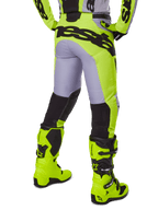 Alpinestars 2025 Racer Veil Pants, Motocross Pants, Gray and Yellow Fluo, rear view showing ergonomic construction with large black branding across the seat, black lower leg panels, and matching bright yellow racing boots.
