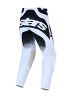 Alpinestars 2027 Techstar Swan Motocross Pants, White and Black with stars logo and durable leather inner knee panels.