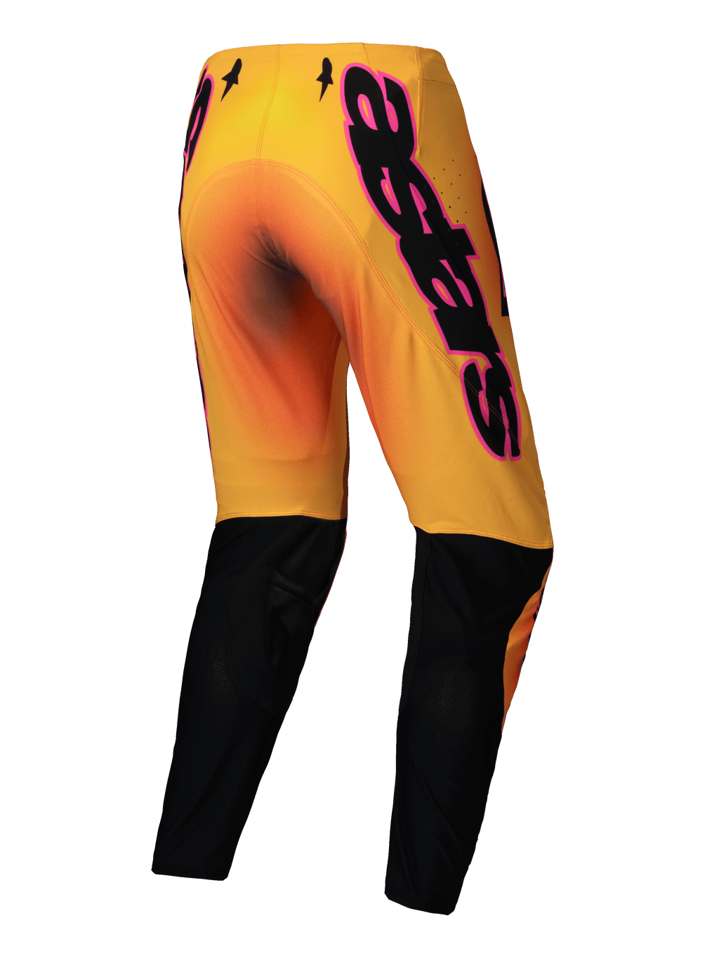 Alpinestars Supertech Lipan Broek 2025, heren motocross off-road broek, geel en roze met zwarte onderbenen, stretch rip-stop constructie