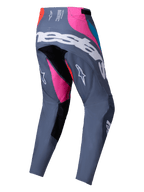 Alpinestars 2025 Techstar Dreem broek, motorcrossbroek, grijs multicolor met opvallende roze en rode panelen, achteraanzicht met witte branding over het zitvlak, sportief ontwerp voor off-road raceprestaties.