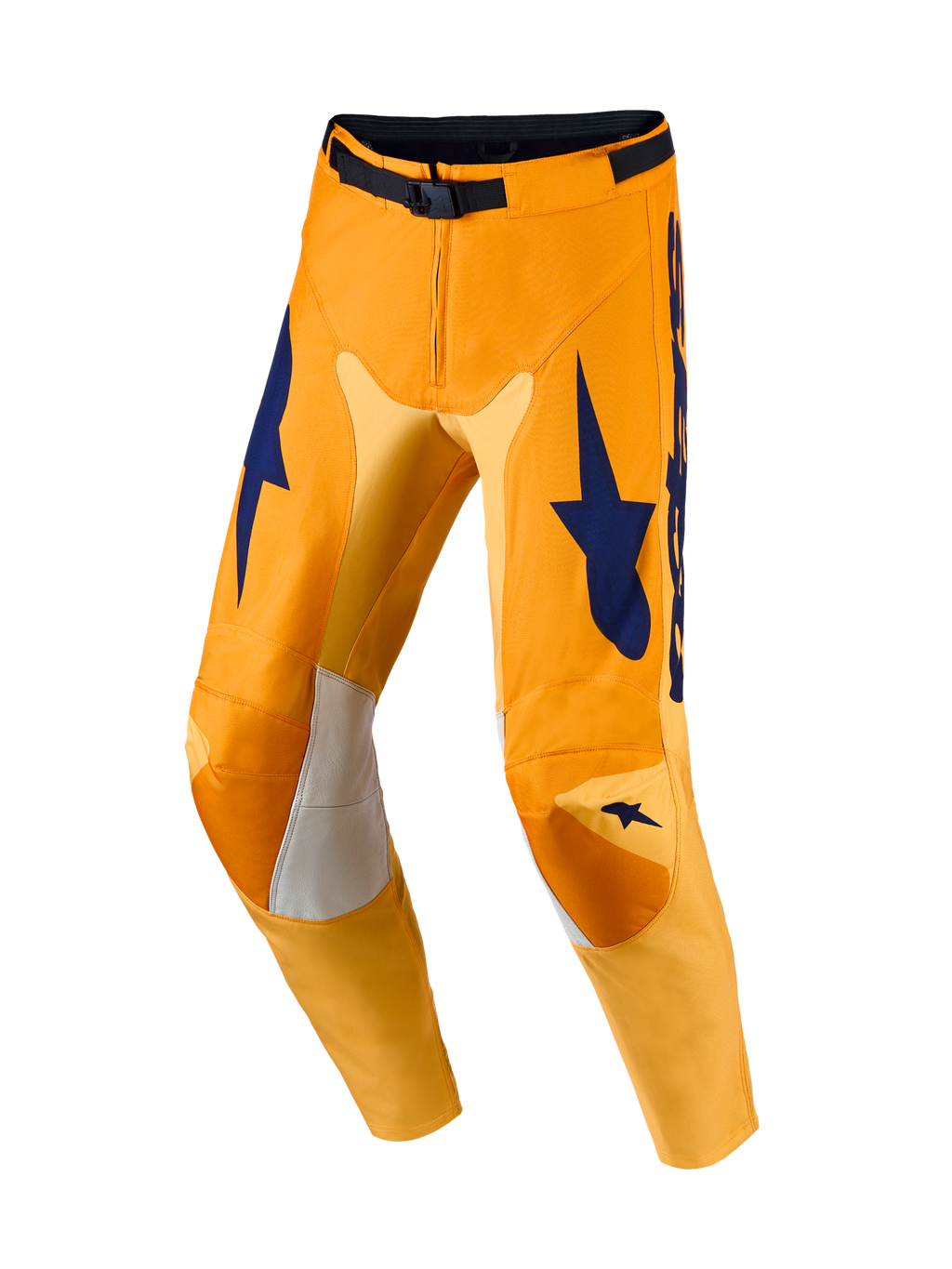 Alpinestars Racer Amber broek en gearset, heren motorcrossbroek in oranje en blauw met duurzame stretchpanelen.