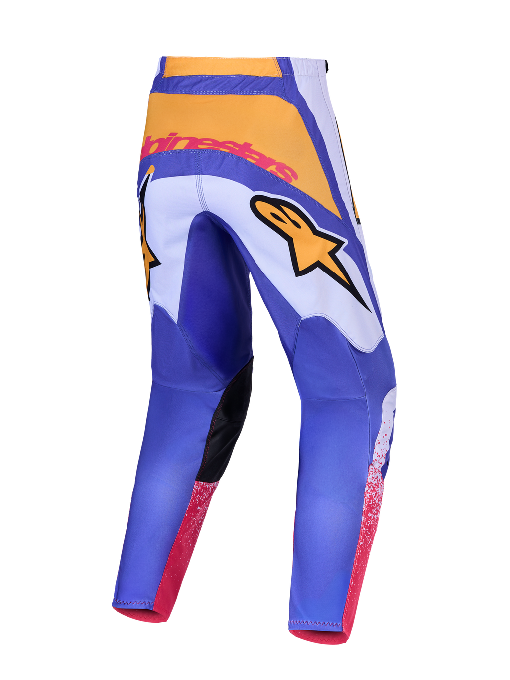 Alpinestars Fluid Drag broek, blauwe en gouden heren-motocrossbroek, 600D polystof met stretchpanelen, achteraanzicht