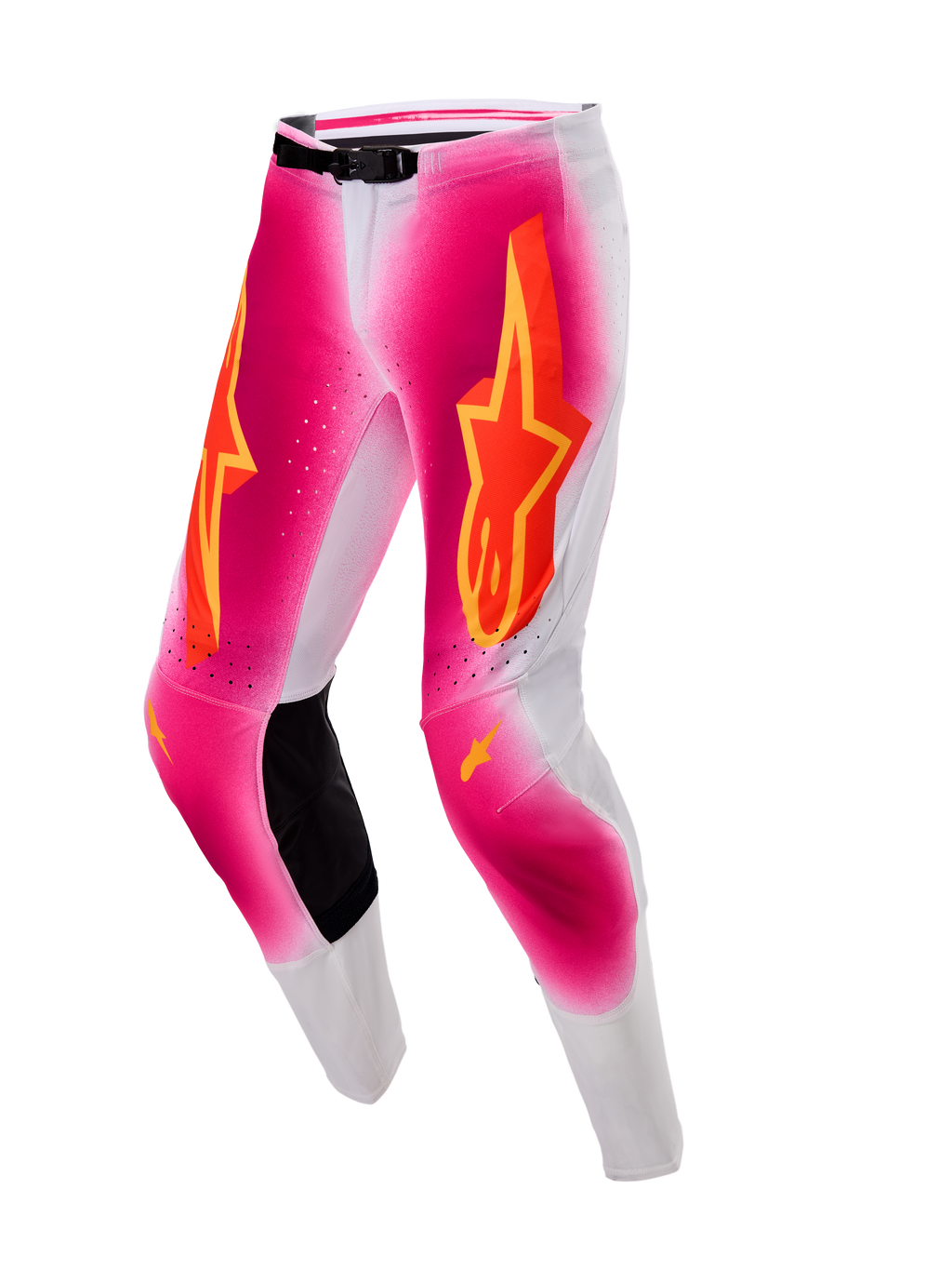 Alpinestars Limited Edition Supertech AFD MIG Pants, Motocross Racing Pants, Men's, Pink Fluo and White with leather knee panels