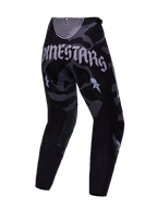 Beperkte Oplage Techstar Beast Coast broek, achterzijde, zwart-grijs camo met groot Alpinestars-logo op het zitvlak.