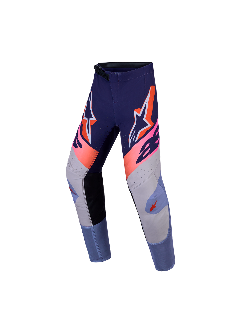 Alpinestars jeugd Supertech Dyna broek, motocross-racebroek, paars en fluorescerend roze, stretch rip-stop constructie.