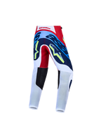 Alpinestars Youth Supertech Dyna Pants AND Gear Set, motocross racing pants in red, white, and navy blue, rear view.