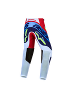Alpinestars Jeugd Supertech Dyna Broek, motocrossbroek in rood, wit en navy blauw met 4-way stretch ripstoptextiel.