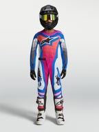 Alpinestars Jeugd Supertech Maven broek, motorcrossbroek voor jonge rijders, wit, roze en blauw, atletische pasvorm.