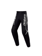 Alpinestars Youth Fluid Apex V2 Pants, durable black and silver motocross pants for young riders, textile construction.