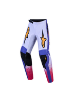 Alpinestars Jeugd Fluid Drag Broek, motocrossbroek in lilac en blauw met rode accenten, duurzame 600D polystof, ergonomische pasvorm voor off-road.