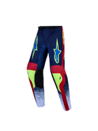 Alpinestars Jeugd Fluid Drag broek, motorcrossbroek, navy blauw en rood, duurzaam textiel met een voorgevormd ontwerp.