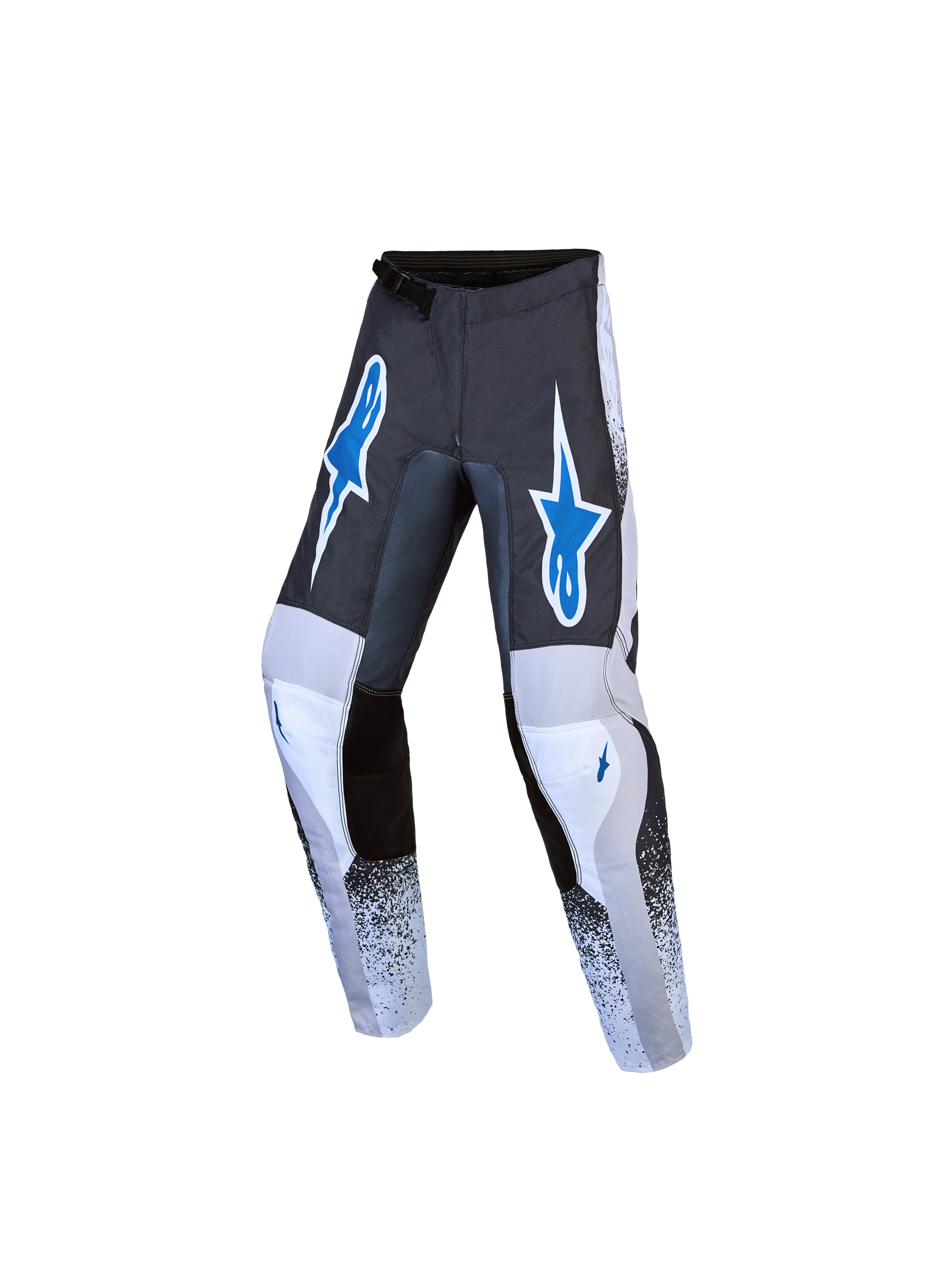 Alpinestars jeugd Fluid Drag broek 2027, motorcrossbroek, grijs en blauw, duurzame 600D-polystof met voorgevormd design.