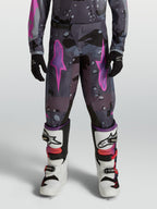 Alpinestars Jeugd Fluid Lone broek, motorcrossbroek in grijs camouflage en paars, duurzame 600D polystof voor off-road.