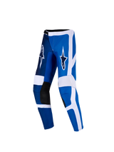 Alpinestars 2026 Youth Fluid Portl Pants, Motocross Pants, UCLA Blue and White, featuring black reinforced inner knees and white star logos on the thighs, athletic design for off-road racing.