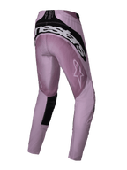 Alpinestars 2025 Stella Techstar Melt broek, dames motorcrossbroek, Blush Black, achteraanzicht met wit Alpinestars-logo over het zitvlak, zwarte versterkte panelen en een sterlogo op de dij, ontworpen voor off-road prestaties