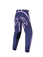 Alpinestars Stella Fluid Apex V2 dames-motocrossbroek in grijs en roze, achteraanzicht met versterkte zitvlakpanelen.