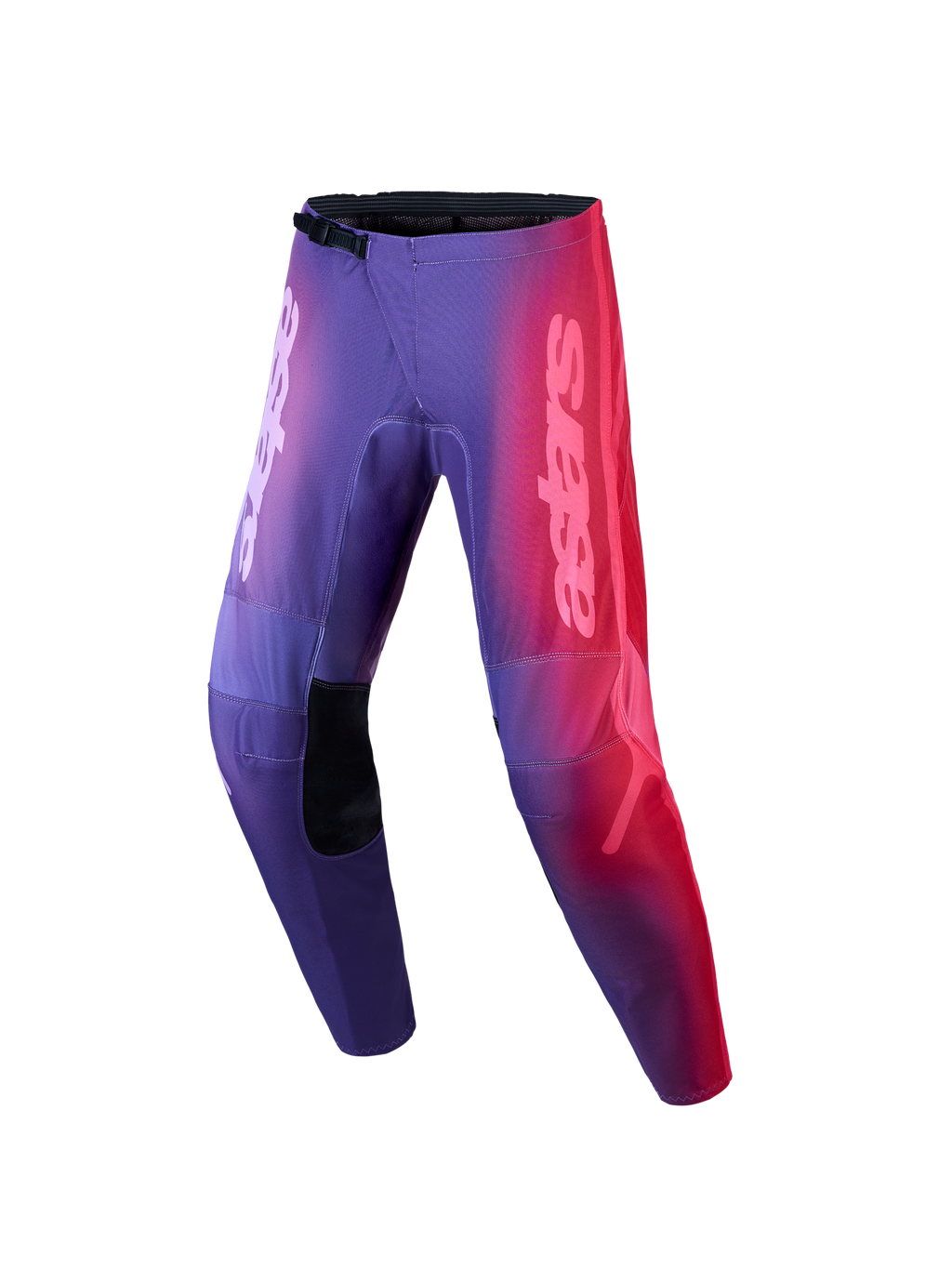 Alpinestars Stella Fluid Kepler broek, dames-motorcrossbroek met paars en rood kleurverloop en voorgevormde pijpen.