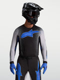 Alpinestars Supertech Hiten AFD jersey, zwart-blauwe heren-motocrossjersey met atletische pro-pasvorm voor racing.