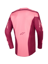 Alpinestars 2026 Racer Riway Jersey, motocross shirt, Dark Red Coral, achteraanzicht met multi-panel constructie, Astars-logo op de onderrug en astars-branding op de lange mouwen, performance off-road kleding