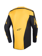Alpinestars 2026 Racer Riway Jersey, motocross jersey, geel en zwart, achteraanzicht met geel middenpaneel en zwarte mouwen met gele 'astars' branding, ergonomisch ontwerp voor off-road racen