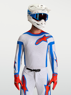 Alpinestars Supertech Vesta jersey, heren motorcrossjersey, lichtlila en rood met blauwe accenten, ademend mesh.