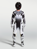 Alpinestars Techstar Swan jersey AND Techstar Swan gear set, heren motorcrossuitrusting, zwart en wit met gespikkelde graphics, complete professionele off-road outfit.