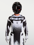 Alpinestars Techstar Swan Jersey, motorcross racing jersey voor heren, wit en zwart, atletische pasvorm met stretchstof.