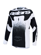 Alpinestars Techstar Swan Jersey, Men's Motocross Racing Jersey, White and Black, featuring lightweight stretch fabric.