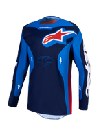 Alpinestars Racer Hunt jersey, herenmotorcrossjersey, blauw en rood, vochtafvoerende polyfabric constructie voor off-road rijden.