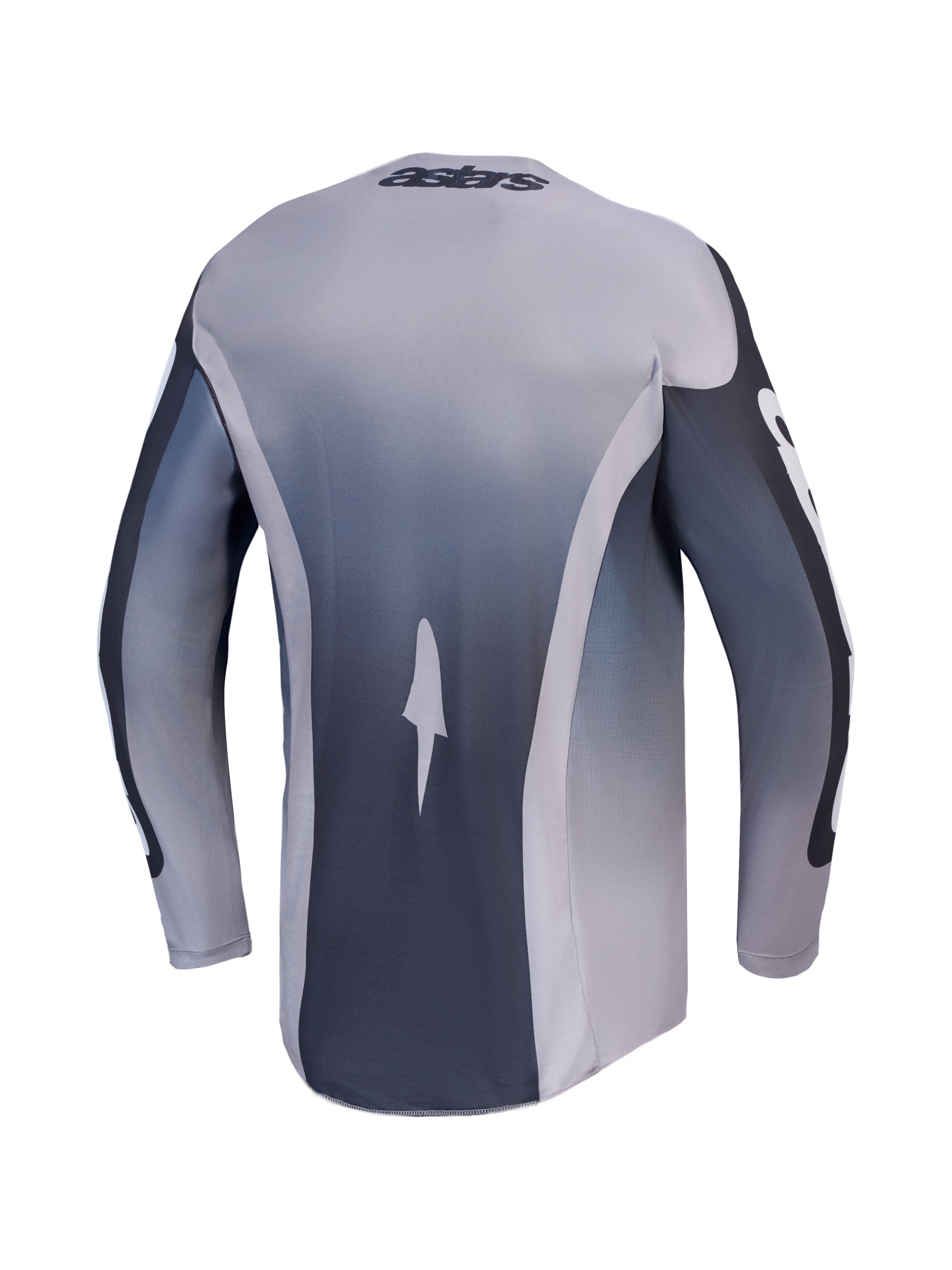 Alpinestars 2027 Racer Amber jersey, performance motocrosskleding, grijs en antraciet, achteraanzicht, vochtafvoerende stof.