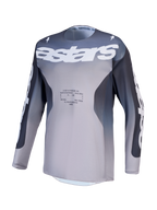 Alpinestars Racer Amber Jersey, heren-motorcrossjersey, grijs en lichtlila, ademend polyfabric voor off-road prestaties.