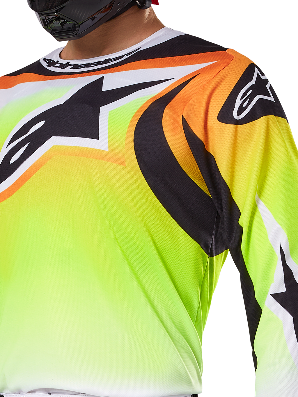 Alpinestars 2025 Fluid Wurx Gear Set, motorcross jersey en broek, geel, met opvallende zwarte graphics en branding, hoogwaardige race-uitrusting voor off-road- en motorcrossrijders.