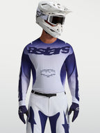 Alpinestars Racer Air Amber Jersey in blue and white, featuring breathable mesh for motocross performance.