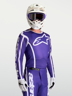 Alpinestars Fluid Apex V2 Jersey, heren-motorcrossjersey in donkerblauw en wit, vochtafvoerend textiel voor off-road rijden.