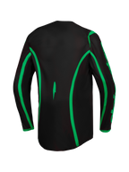 Alpinestars Fluid Apex V2 Jersey, Men's Motocross Jersey in Black and Green Fluo, featuring extended rear coverage.
