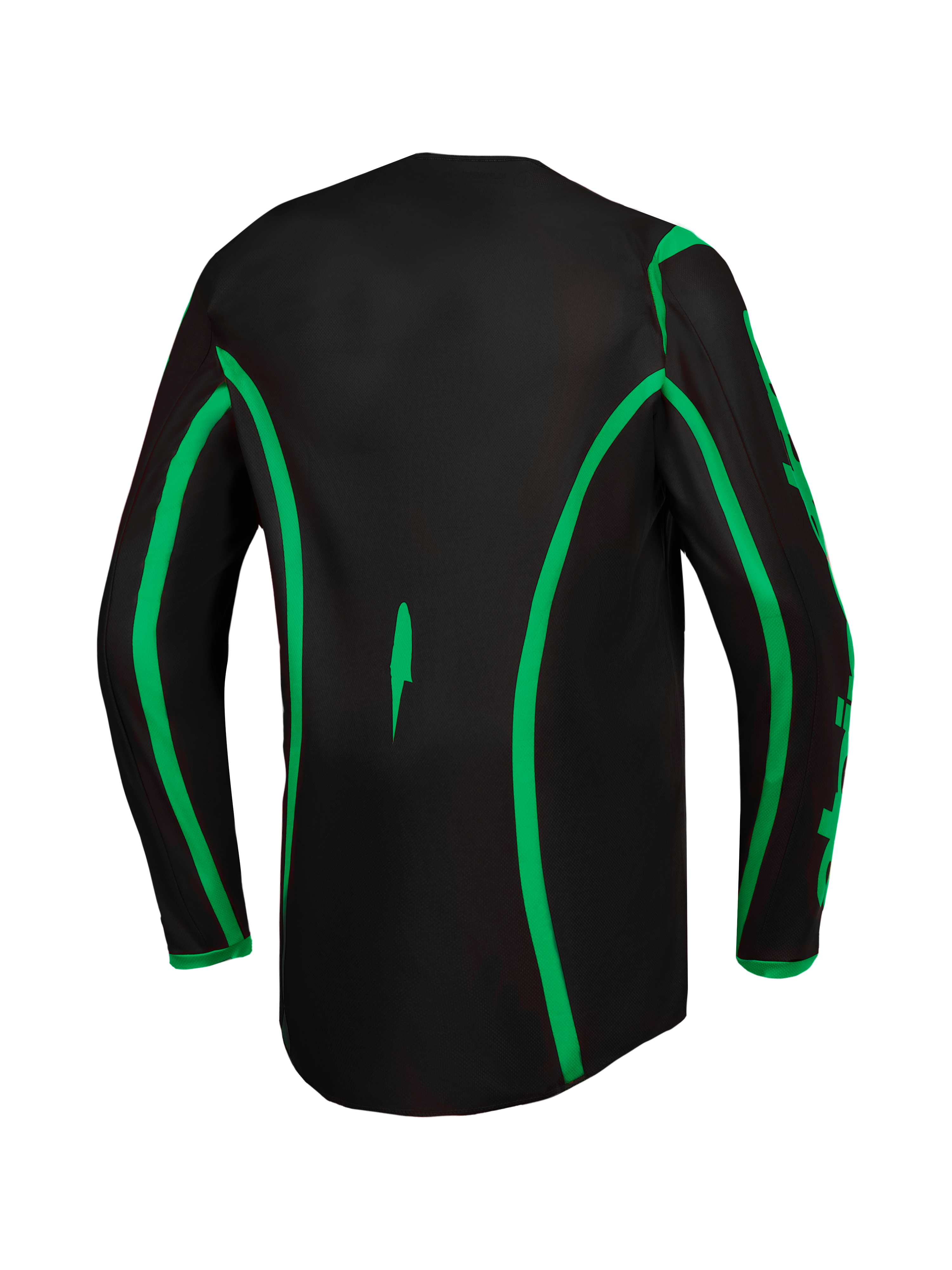 Alpinestars Fluid Apex V2 Jersey, Men's Motocross Jersey in Black and Green Fluo, featuring extended rear coverage.