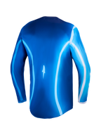 Alpinestars Fluid Kepler jersey, motocrossjersey voor heren, blauw en wit, ademende polyfabric constructie, achteraanzicht.