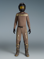 Alpinestars Limited Edition Supertech Air Gold Gear Set, Earth Brown and Gold ventilated motocross kit with helmet and boots.