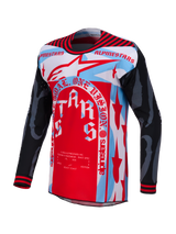 Techstar Beast Coast Beperkte Oplage Jersey, rood, wit en lichtblauw, technisch crossshirt met atletische racepasvorm.
