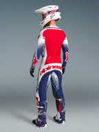 Alpinestars Limited Edition Techstar Unity Jersey, red white blue motocross gear, back view of ventilated racing fit.