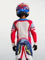 Alpinestars Jeugd Supertech Dyna jersey 2027, rood, wit en navyblauw, motorcrossjersey van stretchmesh, achteraanzicht.