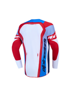 Alpinestars Youth Supertech Dyna Jersey AND Gear Set, Motocross Jersey, Red and Blue, back view, breathable stretch mesh.