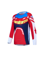 Alpinestars Youth Supertech Dyna Jersey, Red and Navy Blue Motocross racing top with pro-level stretch mesh and athletic fit.