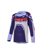 Alpinestars Jeugd Supertech Dyna jersey 2027, paars en fluo roze motocross-racejersey van ademend stretchmesh.