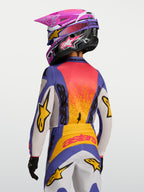 Alpinestars Jeugd Fluid Drag jersey 2027, paars en oranje motocrossjersey voor kinderen, vochtafvoerend textiel.