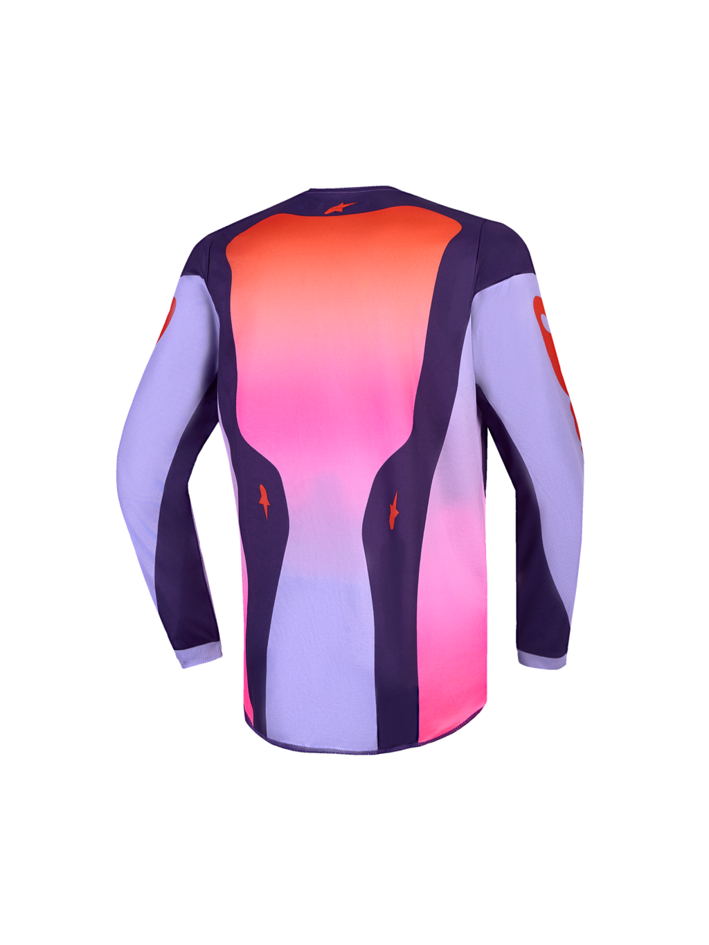 Alpinestars Jeugd Fluid Hunt jersey 2027, paars en roze motorcrossjersey voor jeugd met een verlengde achterzijde.