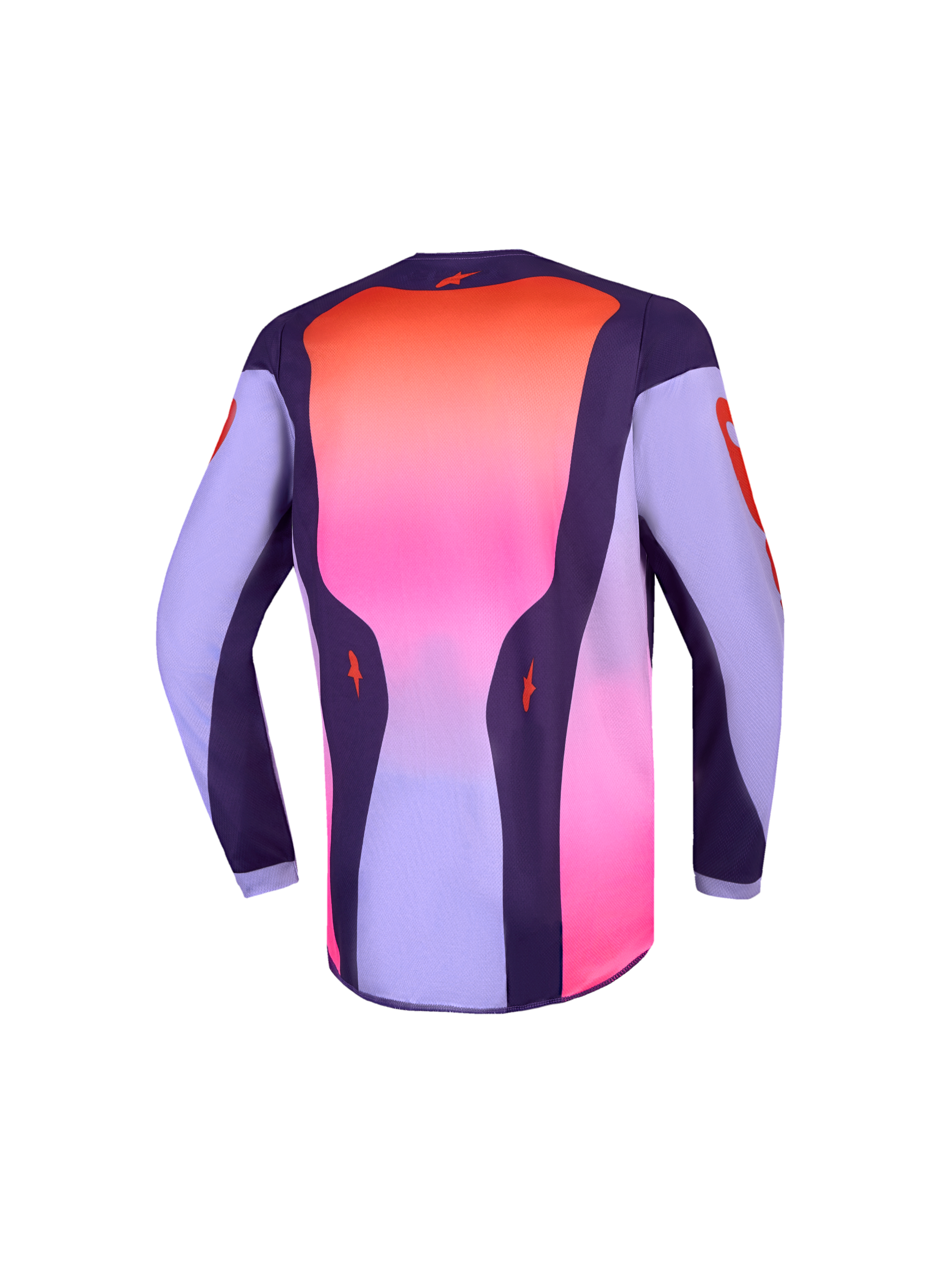 Alpinestars Jeugd Fluid Hunt jersey 2027, paars en roze motorcrossjersey voor jeugd met een verlengde achterzijde.
