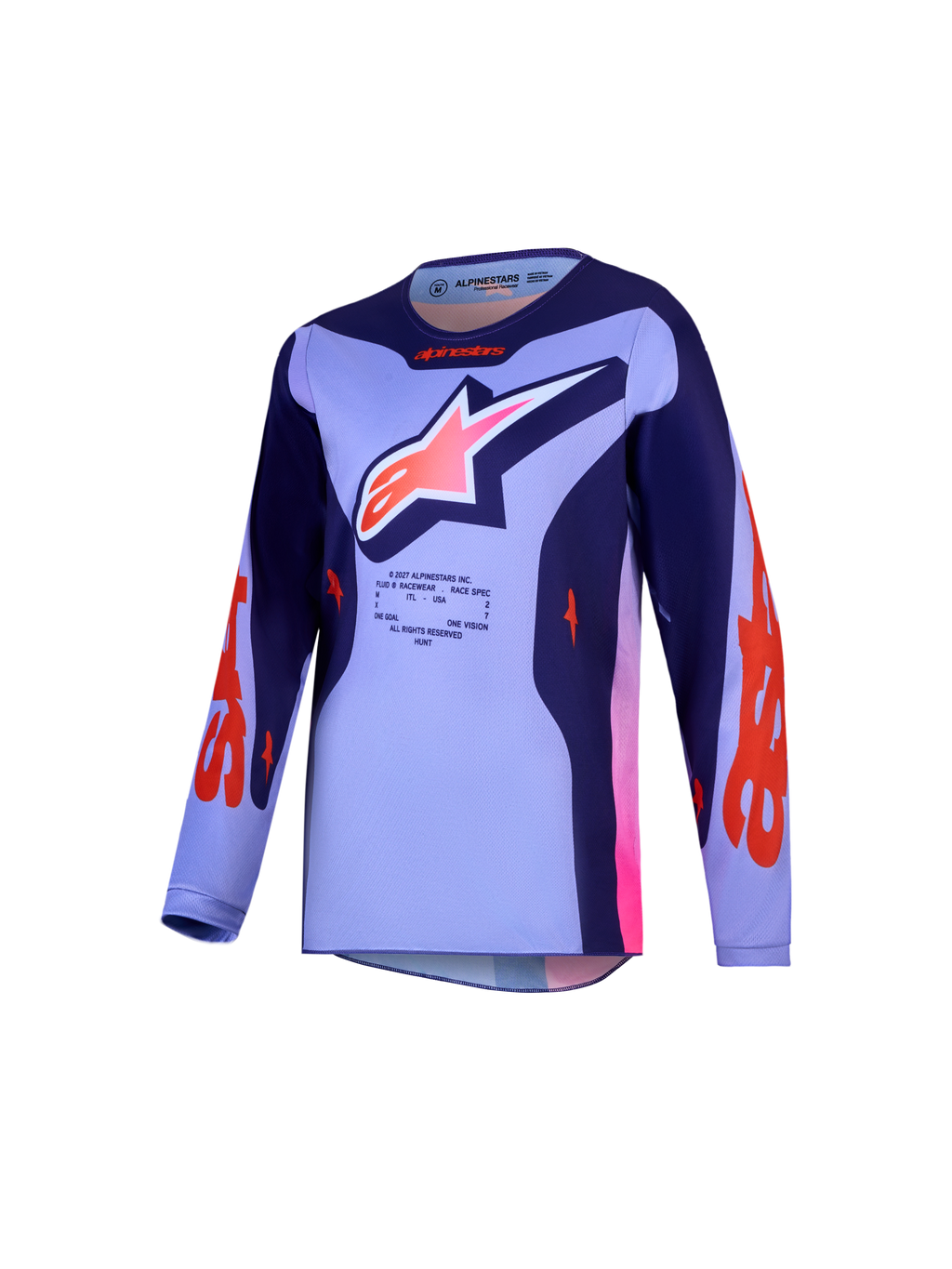 Alpinestars Jeugd Fluid Hunt jersey, motocrossjersey voor kinderen, paars en roze, ademend en vochtafvoerend polyfabric, sportieve pasvorm voor off-road rijden