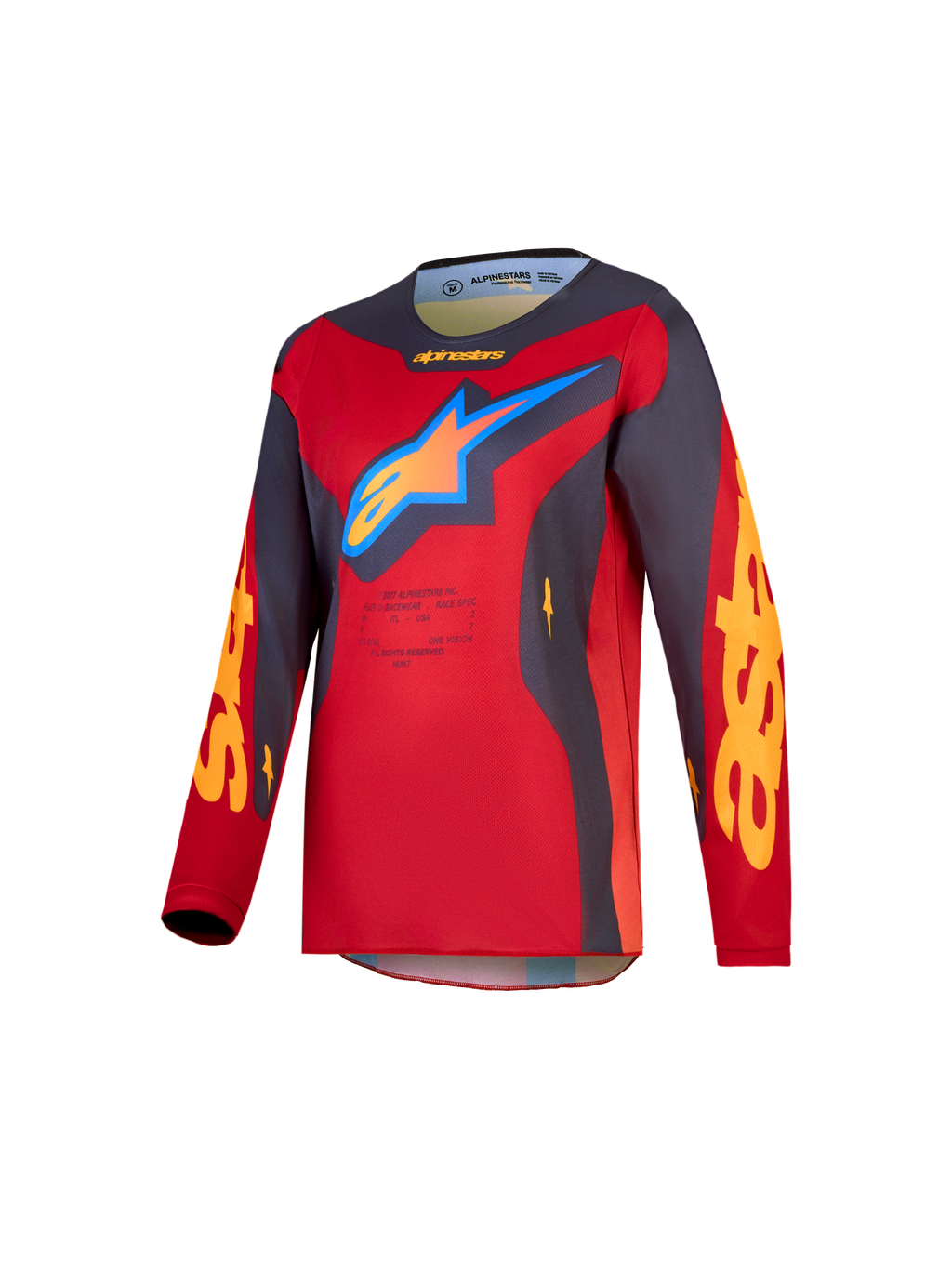 Alpinestars Jeugd Fluid Hunt jersey 2027, motocrossjersey voor kinderen, rood en grijs, vochtafvoerend polyfabric.
